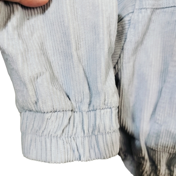 2787) Double Zero Baby Blue Corduroy Cropped Zip Up Hooded Jacket Size Large - Picture 5 of 8